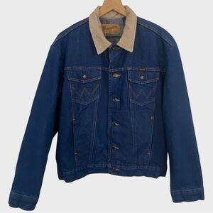 Wrangler Blanket Lined Corduroy Collar Denim Jacket Size 40